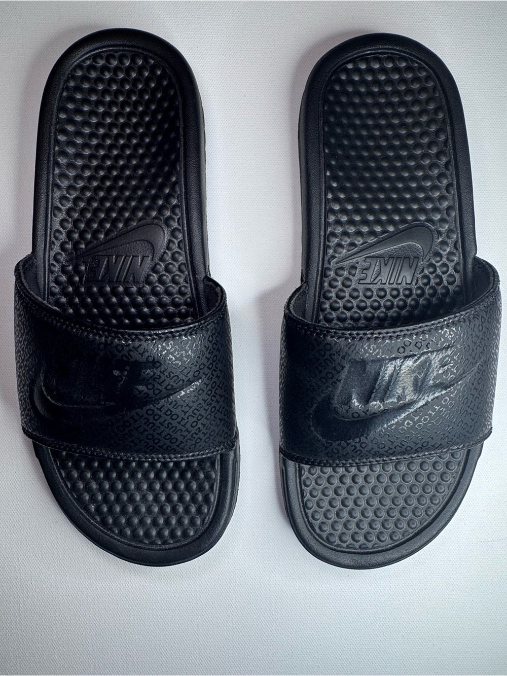 Nike Black Textured Logo Slide Sandals